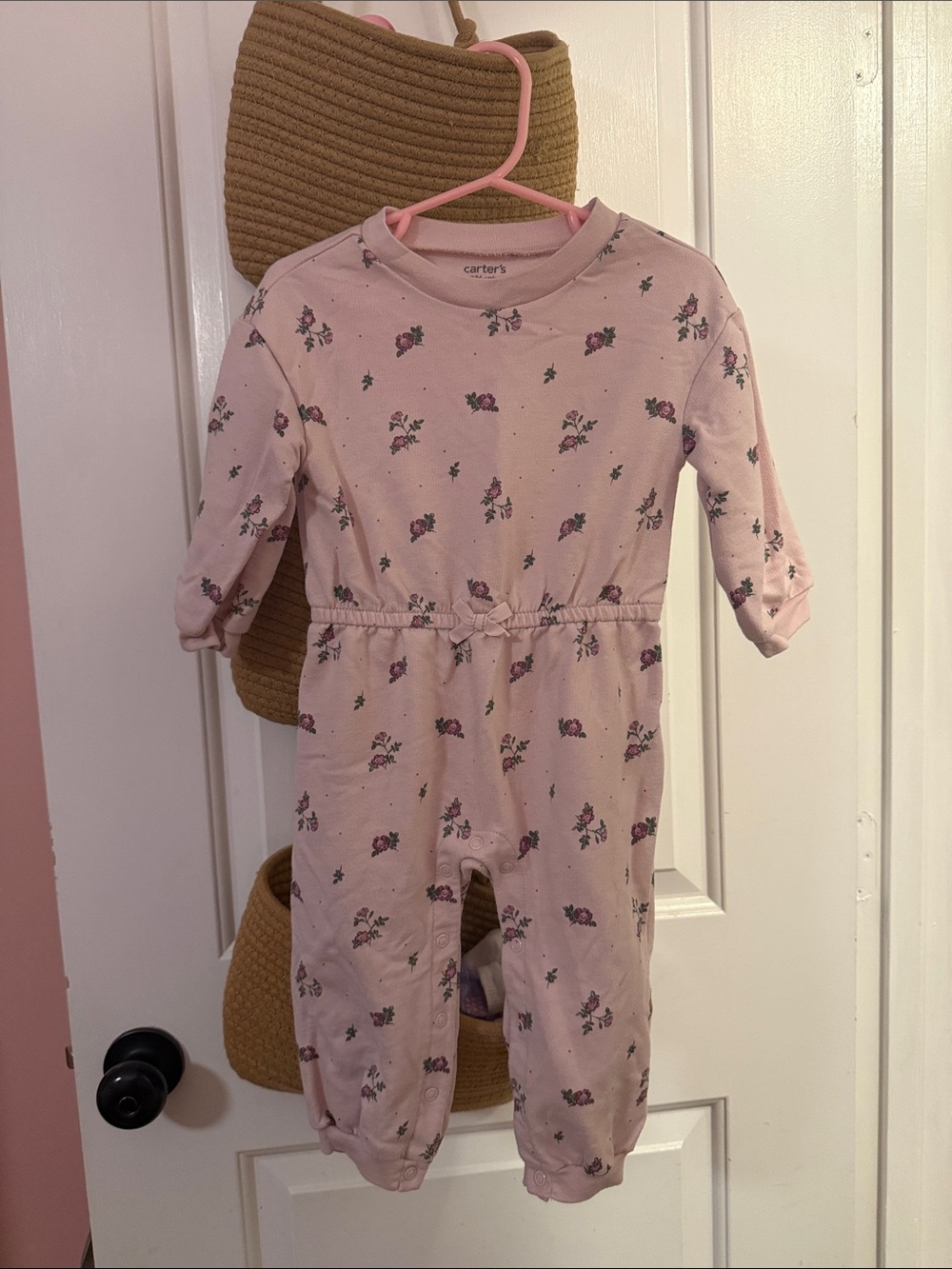 Carter's Light Pink Floral Long-Sleeve One-Piece